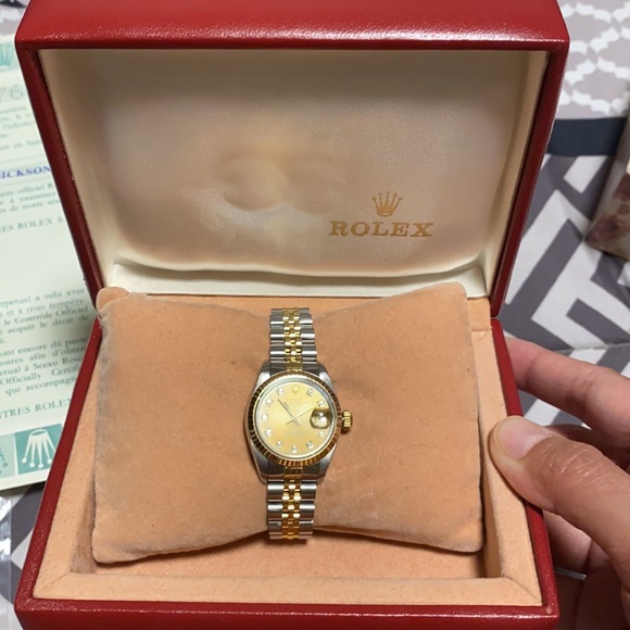 ROLEX Ladies 18kt Gold & SS 26mm DateJust Diamond - Picture 9 of 9